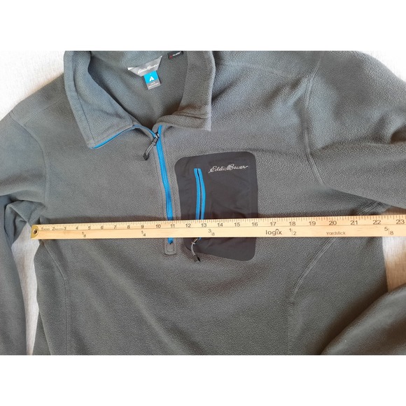 Eddie Bauer Men's Large Gray Fleece Polartec‎ 1/4 Zip Pocket Pullover Sweater - Picture 5 of 8
